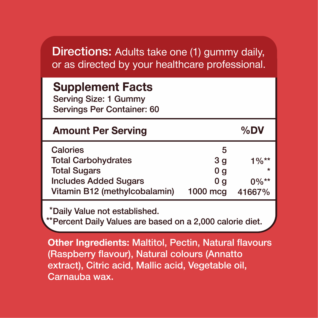 Vitamin B12 1000mcg Gummies, 60 Ct
